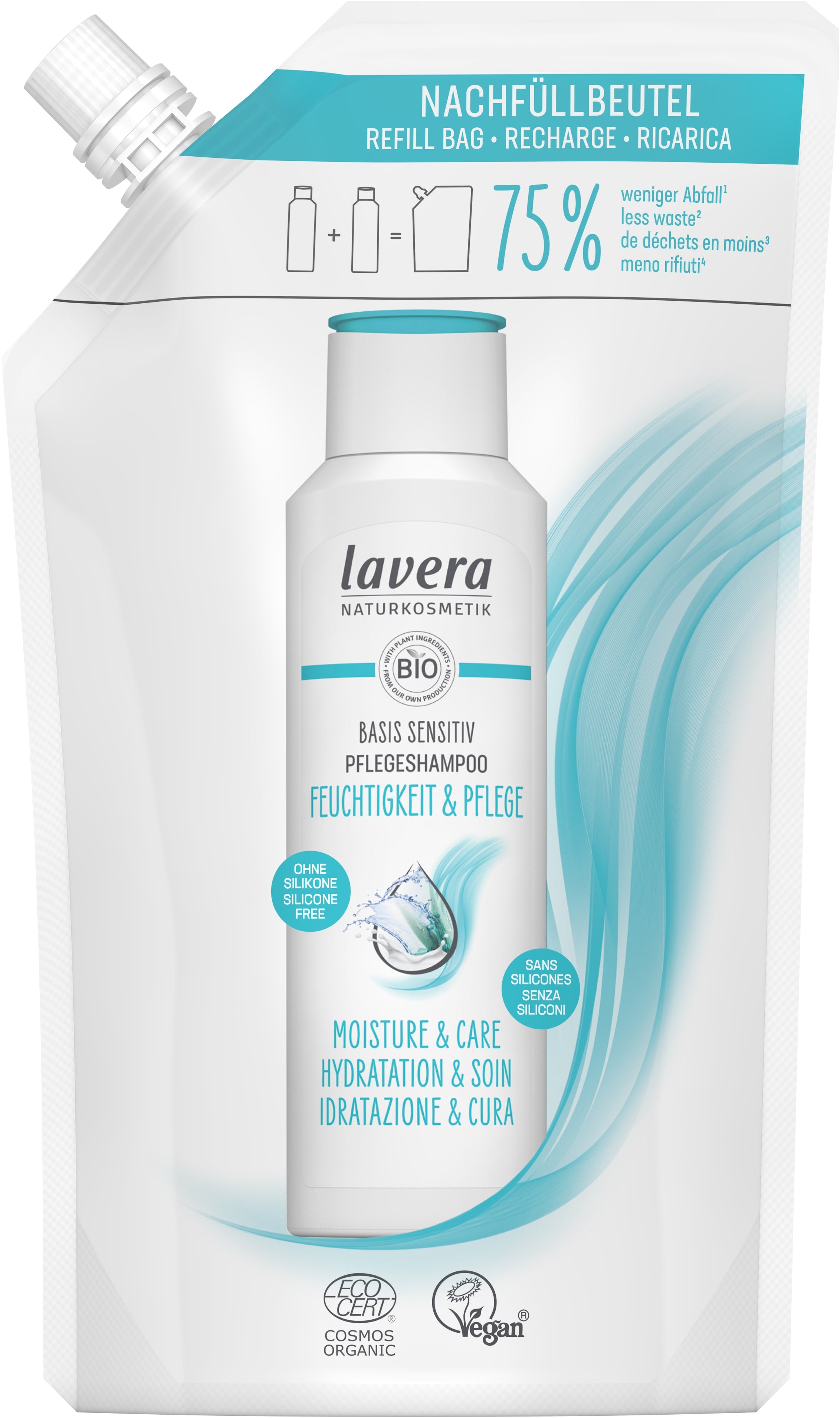 Nachfüllbeutel basis sensitive Pflegeshampoo Feuchtigkeit & Pflege