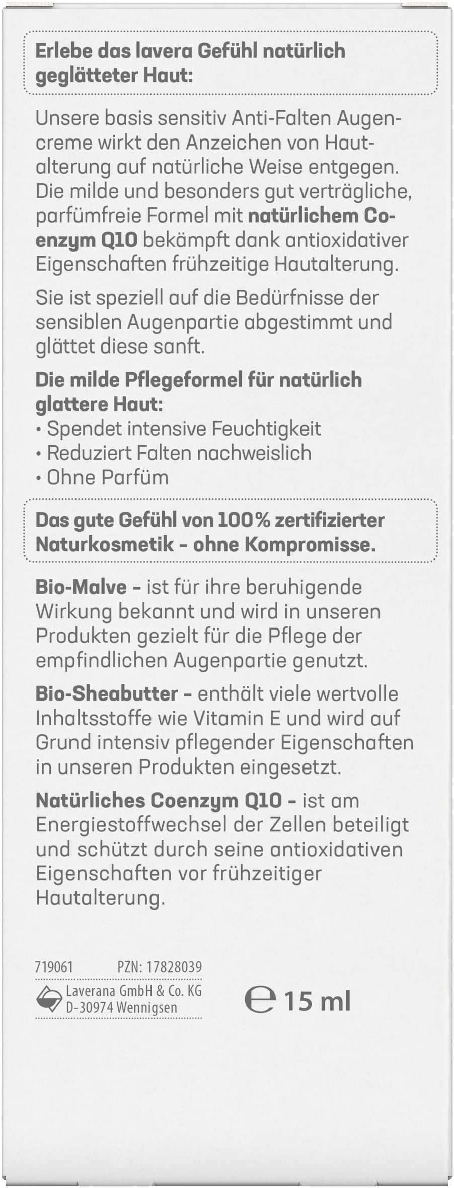 lavera basis sensitiv Anti-Falten Augencreme Q10