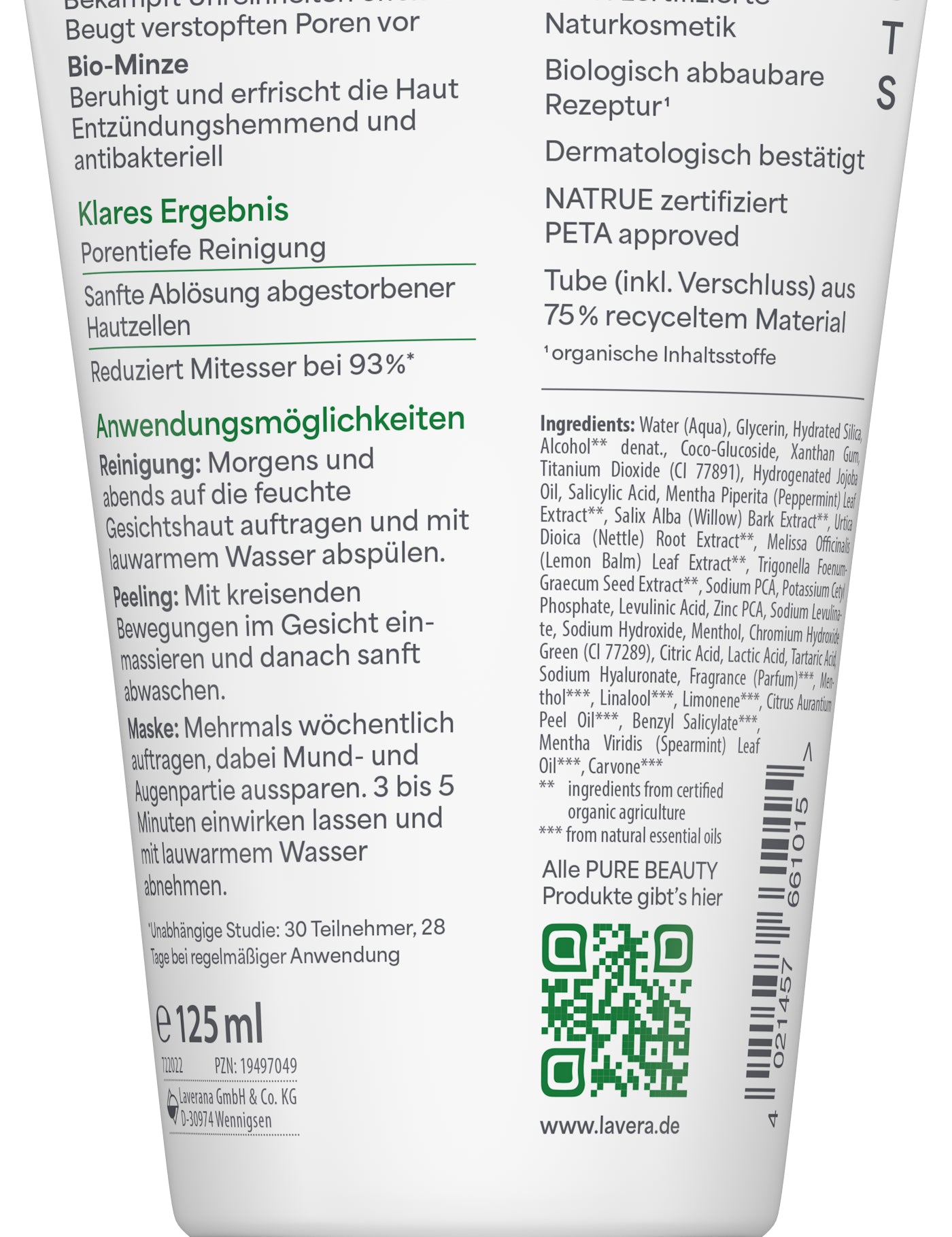lavera Pure Beauty 3w1 Oczyszczająca Maska Peelingująca