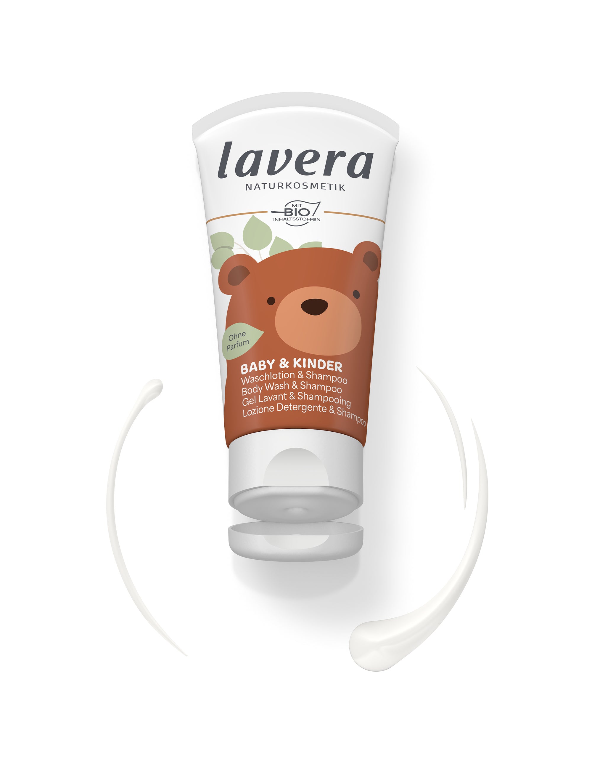 lavera Balsam do kąpieli i szampon dla dzieci i niemowląt (rozmiar podróżny) podczas aplikacji