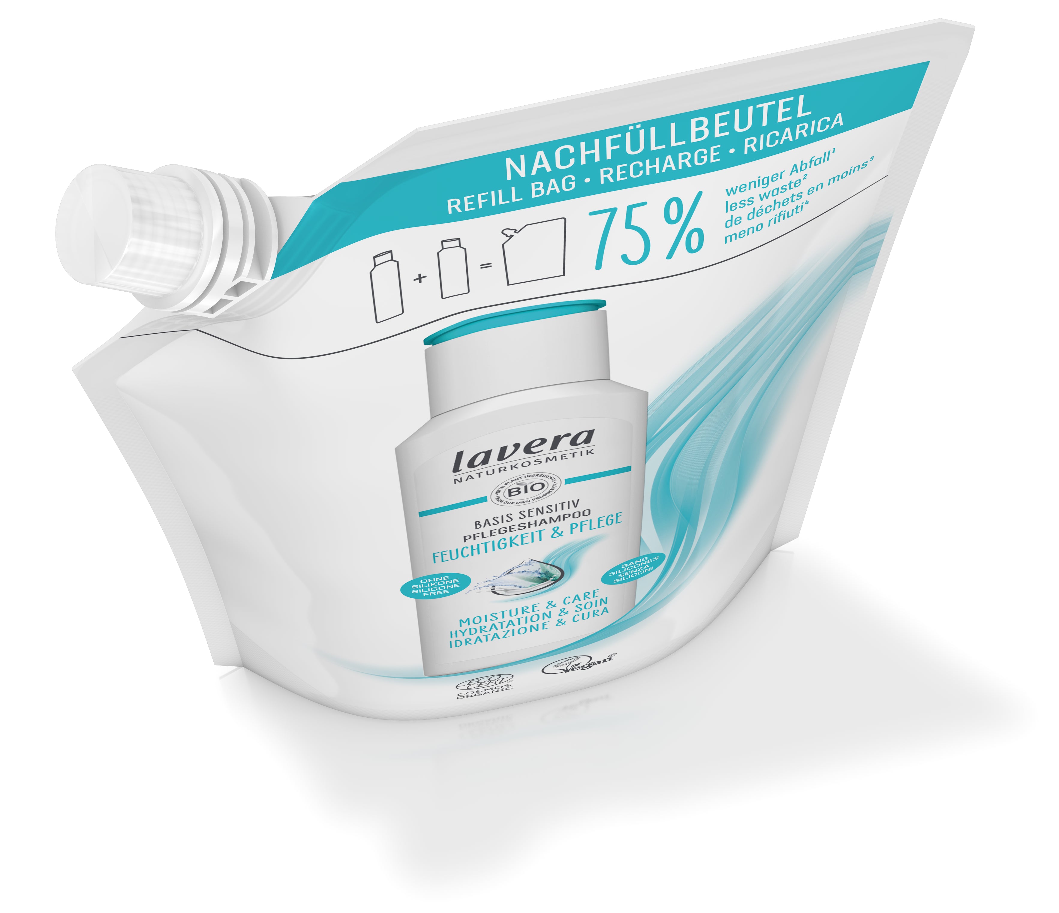 lavera Nachfüllbeutel basis sensitive Pflegeshampoo Feuchtigkeit & Pflege