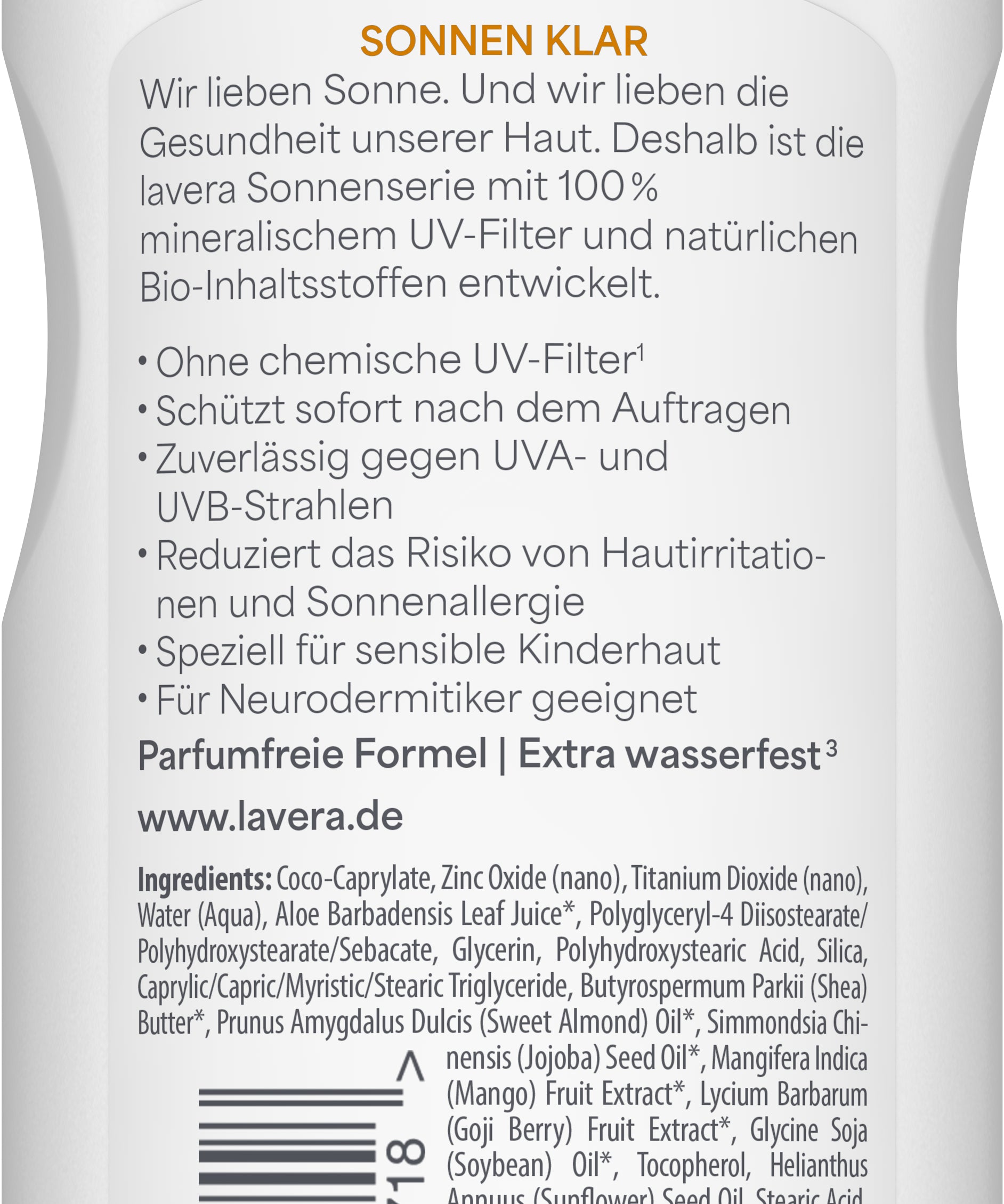 lavera Sonnenlotion Sensitiv Kids LSF 50