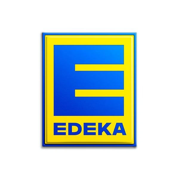 Logo EDEKA w kolorze niebieskim i żółtym